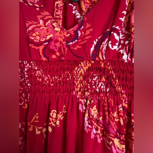 Express Women’s Y2K Boho Paisley Maxi Dress Smocked Stretch 2000s Sz XS - Picture 2 of 10